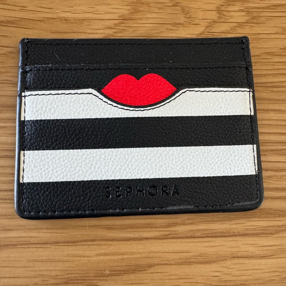 Sephora Striped Card Holder with Red Accent